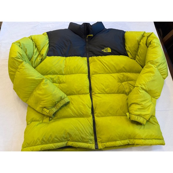 The North Face Other - The North Face Nuptse 700 Down Puffer Jacket Men XL Neon yellow Black C759 retro